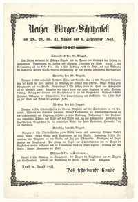 Festplakat Neusser Schützenfest von 1852