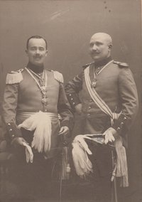 Neusser Grenadierkorps, Major Jean Helten mit Adjutant Jakob Sprenger, 1912